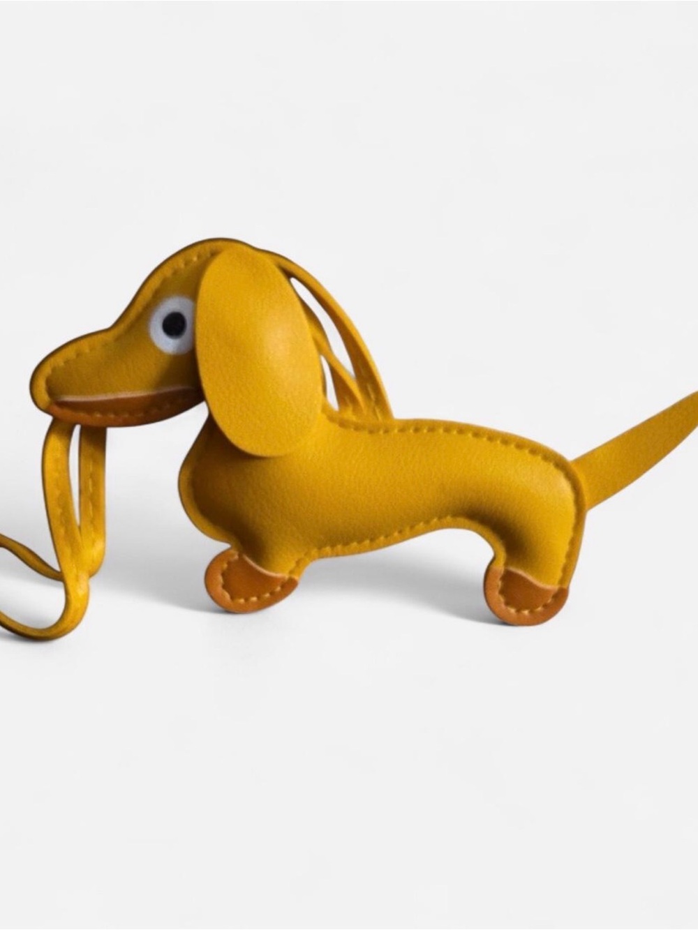 Yellow Leather Dachshund Bag Charm